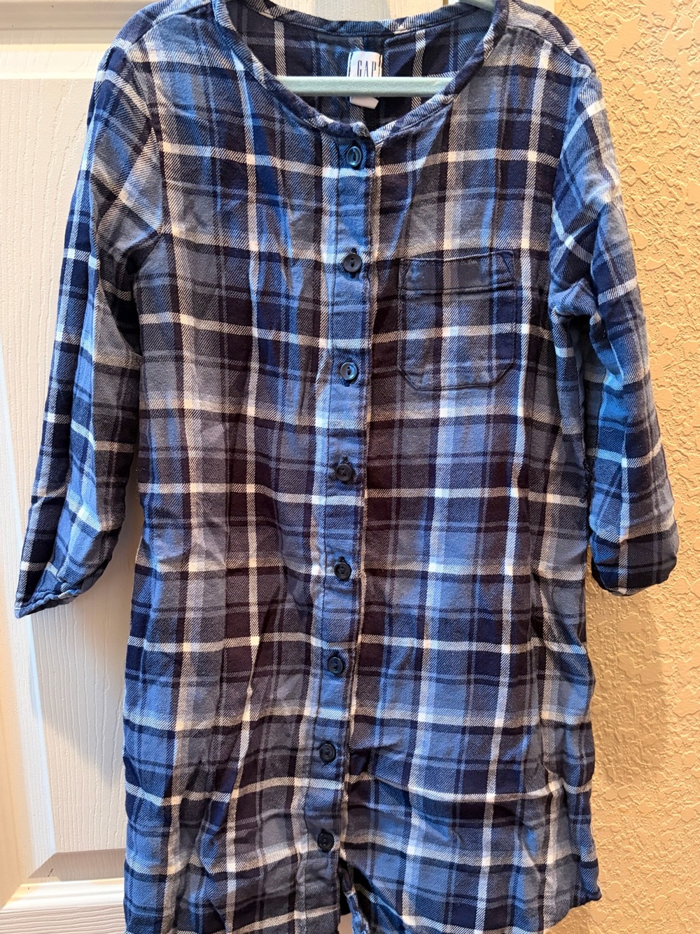 GAP Kids Navy and Light cream Plaid flannel dress